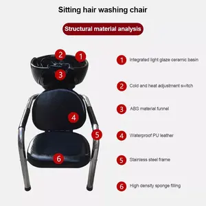 Équipement de salon de coiffure de luxe, mobilier de salon de coiffure, lavabo de salon, lavabo pour le lavage des cheveux, chaise de shampooing - Product Image 3