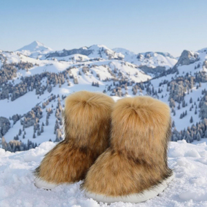 รองเท้าบูทหิมะ2024สำหรับผู้หญิงหนังแรคคูนเทียมฤดูหนาว - Product Image 1