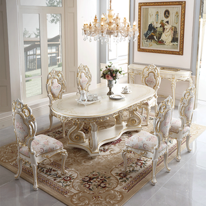 Juego de Comedor de Diseño Estilo Marquetería Francesa Nuevo Diseño Elaborado Mesa y Sillas de Comedor Muebles para Sala - Product Image 1
