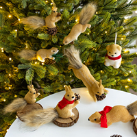 Ensemble d'ornements de Noël réaliste en forme d'écureuil, figurine animale floquée pour la décoration de l'arbre de Noël, cadeau mignon pour la décoration de la maison pendant les fêtes