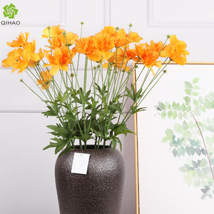 QIHAO Artificial 7-Headed Hibiscus Silk Flower High Simulation Home Decor Living Room Ornament - Product Image 1