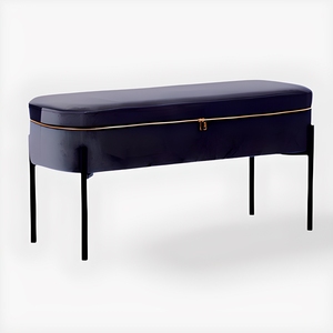 Pouf con cerniera 90x37 H. 45 in velluto e metallo - Product Image 1