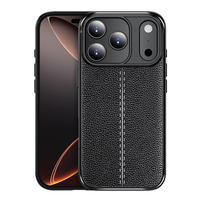 Coque arrière en cuir style Litchi pour iPhone 17 Pro Max, en TPU souple antichoc, luxe uni pour iPhone 17 Air 16 Pro Max 15 Plus