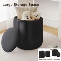 Ensemble de poufs de rangement en velours noir avec repose-pieds et tabouret de coiffeuse, fabriqué en Chine pour salon et chambre à coucher
