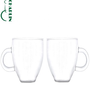Ensemble tasse à café et soucoupe en verre borosilicate soufflé à la main de 150 ml, style mignon et écologique, avec poignée, pour le thé, marque <span class=keywords><strong>CHAPLIN</strong></span> - Product Image 6