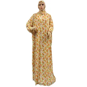 2022มุสลิมใหม่ของผู้หญิงสวดมนต์เสื้อผ้าดอกไม้ Hijabs Jibab ตุรกี-แอฟริกันบูชาเสื้อคลุมกับหมวกอิสลามอาหรับ Kaftan ชุดรอมฎอน