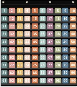 Tabla de Bolsillos con Números del 1 al 100, Tabla de Bolsillos para Estudiantes, Aula, Hogar, Conteo y Organización - Product Image 1