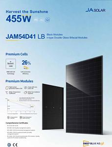 Módulos Solares Bifaciales de Doble Vidrio JA de 430W 440W 445W 450W, Totalmente Negros, Tipo N, en Stock en la UE, Almacén Europeo, Sistema Residencial - Product Image 4