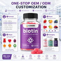 Complément alimentaire personnalisé OEM ODM sous marque privée : Gommes de biotine pour cheveux, peau et ongles 10000 mcg, conformité GMP et support de documentation