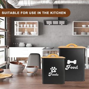 2 cái nâng cấp rắn tre nắp con chó điều trị container 7 + 3lbs Con Chó Nhỏ Cookie Jar lưu trữ nhà bếp truy cập petfeeders kín - Product Image 6