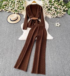 Costume de mode Actrices avec des bretelles élégantes Veste de costume tricotée Pantalon taille haute Ensemble <span class=keywords><strong>2</strong></span> pièces - Product Image 5