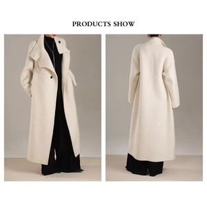 معطف نسائي شتوي جديد 2025 من الصوف المخلوط وصوف الألبكة عالي الجودة مصنوع يدويًا بياقة واقفة - Product Image 3