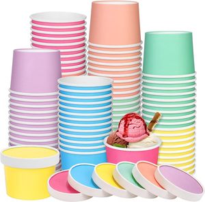 Gobelets jetables personnalisés avec logo imprimé, double paroi, 5oz, 8oz, 10oz, 12oz, 16oz, en papier recyclé de qualité alimentaire pour pudding, sundae, gelato et crème glacée - Product Image 1
