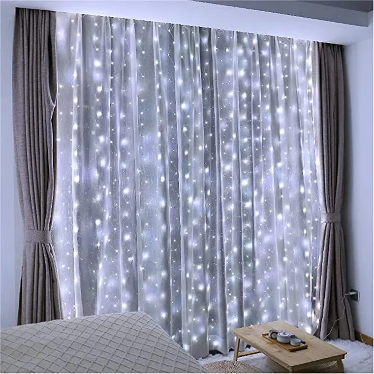 Ramadan Twinkle LED Girlande Vorhang Schnur Fenster Vorhang Beleuchtung 8 Blinkende Modi Dekoration Fee Lichterketten