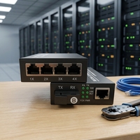 Convertidor de Medios de Fibra Óptica A+B de 6 Puertos 10/100Mbps, Monomodo, Fibra Única SC, 25KM con QoS para Cámaras IP CCTV