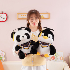 Profesor Panda dan Penguin mainan mewah wisuda bertema poliester lembut dengan katun PP berisi hadiah sempurna untuk siswa - Product Image 4
