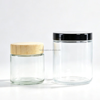 Pot en verre rond à large ouverture et parois droites de 120 ml (4 oz) pour cosmétiques, crèmes et beurres corporels, avec couvercle en bambou et à vis – Vente chaude