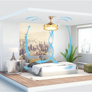 Gran oferta, diseño de sala de estar, luz colgante Led, ventilador invisible de techo acrílico decorativo dorado moderno con luz - Product Image 6