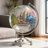 Globe décoratif transparent en plastique, style moderne minimaliste, avec lumière nocturne