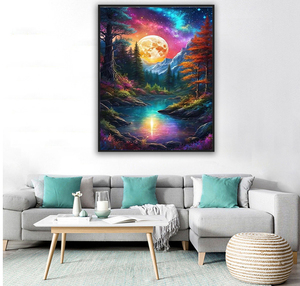 Kit di Pittura Diamantata 5D Fai-da-Te con Paesaggi Naturali, Arte Moderna di Lusso con Diamanti Rotondi per Visione Notturna - Product Image 2