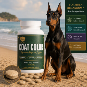 Comprimés de <span class=keywords><strong>spiruline</strong></span> et d'algues <span class=keywords><strong>pour</strong></span> la couleur du pelage des chiens à poils foncés – Soutien naturel des pigments, vitamines B, usage quotidien, marque privée - Product Image 2