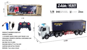 Voiture <span class=keywords><strong>jouet</strong></span> pour garçon 1:18 modèle camion porte-conteneurs <span class=keywords><strong>6</strong></span> voies musique légère 2.4G véhicule porte-conteneurs télécommandé - Product Image 6
