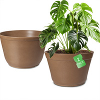 Weicheng Xing Set 2 Pot Bunga & Planter Plastik Modern untuk Dekorasi Rumah, Taman Dalam & Luar Ruangan
