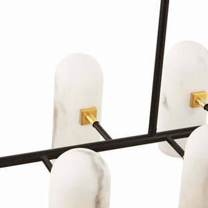 Modern Rectangle Chandelier 10 Heads Gold Body <b>LED</b> <b>Light</b> Source E27 Bulb Base Socket Power Supply - Product Image 2