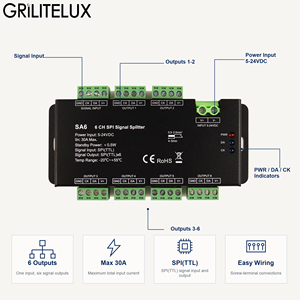Les configurations d'agencement d'LED adressables complexes deviennent plus simples avec les systèmes de distribution de signal SPI SA6 à un entrée et six sorties. - Product Image 3