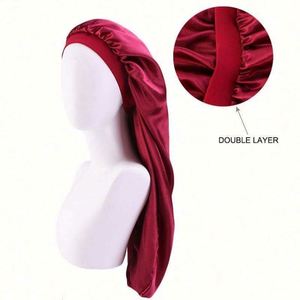Gorro de Dormir HanBin con Logotipo Personalizado, de Satén de Seda, con Banda Elástica Ancha Ajustable, para Mujer, Estilo Moderno, para Todas las Temporadas - Product Image 4