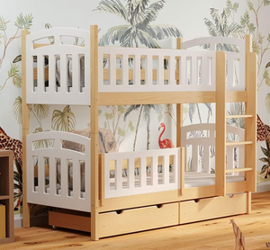 La Cama Doble <span class=keywords><strong>Infantil</strong></span> de Madera Está Equipada con 2 <span class=keywords><strong>Cajones</strong></span>, una <span class=keywords><strong>Escalera</strong></span> y un Barandilla de Seguridad Anticaídas - Product Image 1