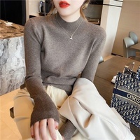 Pull en maille minimaliste coréen à col semi-montant pour homme, idéal pour l'hiver, vêtements d'extérieur, marque privée pour femme