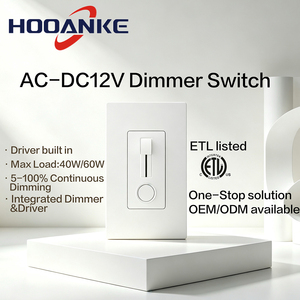Regulador <span class=keywords><strong>de</strong></span> intensidad Hooanke <span class=keywords><strong>de</strong></span> pared AC110V a DC12V con controlador integrado, regulador <span class=keywords><strong>de</strong></span> intensidad para tira <span class=keywords><strong>de</strong></span> luz LED <span class=keywords><strong>de</strong></span> 12V DC integrado <span class=keywords><strong>de</strong></span> 60W, certificado ETL, OEM/ODM - Product Image 1