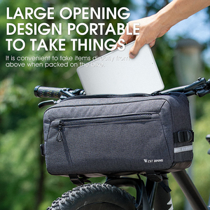 Sac de guidon de vélo WEST BIKING grande capacité, grande ouverture, réfléchissant, multifonction, avec boucle, fermeture éclair et bandoulière - Product Image 5