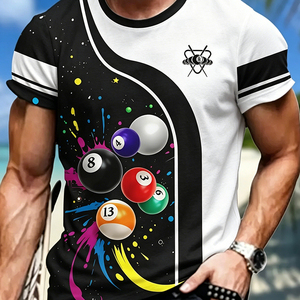 T-shirt da uomo S.Q.F. 100% cotone, stampa a trasferimento termico, 300 grammi, modello 8 Ball, stile retrò vintage grunge streetwear, manica corta, girocollo, casual - Product Image 4