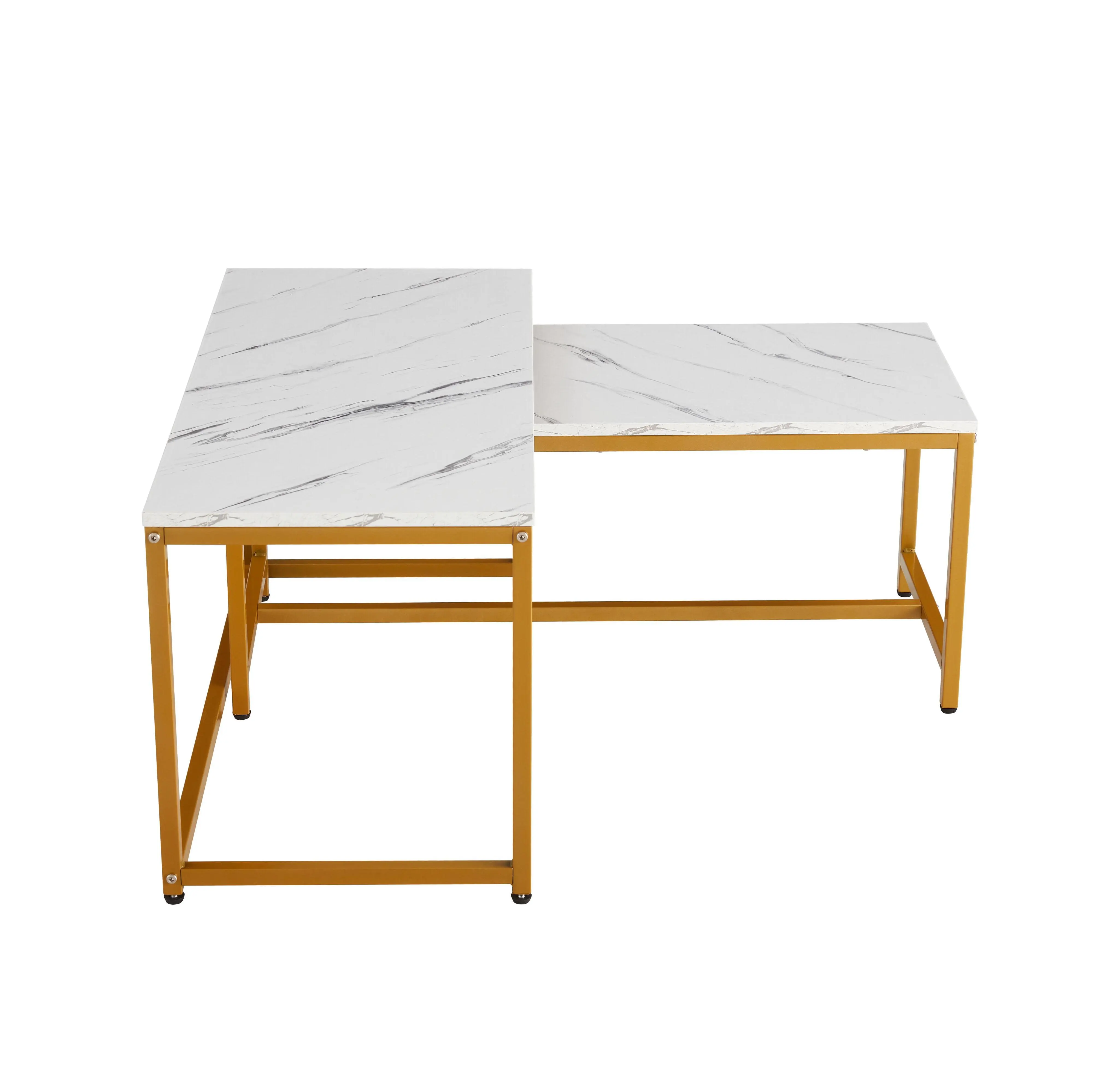 Penjualan langsung pabrik furnitur ruang tamu Set meja kopi Nested Modern meja marmer putih