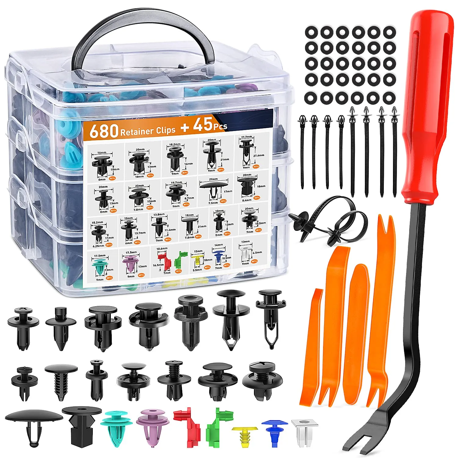 725PCS 23 Arten Auto Kunststoff Befestigungs clips Set Mixed Auto Body Push Retainer Pin Niet Stoßstange Tür verkleidung Befestigungs clip