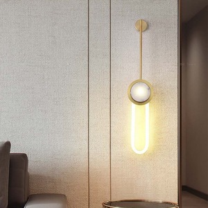 โคมไฟติดผนังหินอ่อนดีไซน์ร่วมสมัยสำหรับทางเดินโรงแรมและห้องนั่งเล่นวิลล่า ตัวโคมทำจากเหล็กพร้อมไฟส่องผนังด้านหลังที่มีสไตล์ - Product Image 5