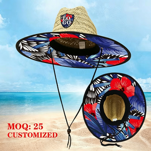 Sombrero de <span class=keywords><strong>paja</strong></span> de ala ancha para exteriores con logo personalizado, ideal para verano, pesca, venta al por mayor, bordado, sombreros de playa, ODM/OEM - Product Image 1