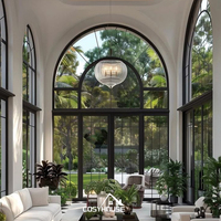 Ventanas de hierro forjado minimalistas de lujo con marco negro fino y estilo de vidrio moderno