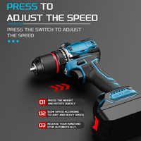 Perceuse à percussion sans fil compacte 21V haute puissance à deux vitesses, mandrin à trois griffes, contrôle de vitesse infini, batterie au lithium, tournevis