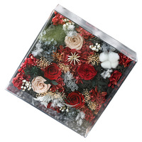 Caja de Regalo de Flores Eternas, Caja de Flores Acrílica Grande Tipo Bolso, Regalo de Alta Gama, Rosas Eternas Preservadas para Cumpleaños y San Valentín