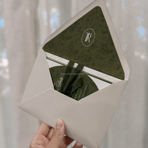 Tarjeta de Invitación de Boda de Papel de Algodón Repujado, Impresa en Tipografía con Sello Dorado y Logotipo Personalizado para Recepción de Boda - Product Image 2