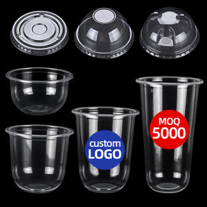 Gobelets en Plastique Transparents Forme <span class=keywords><strong>U</strong></span> Personnalisables à Usage Unique pour Bubble Tea, avec Couvercle - Product Image 1