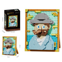 Serie de Pinturas Famosas Mundiales, Bloques de Construcción de Micropartículas, Pintura de Píxeles, Adornos de Escritorio, Ladrillos Educativos Compatibles para el Hogar
