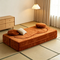 Canapé-lit convertible moderne en velours 2 places, forme ondulée, en tissu, pour salon, mobilier de maison, hôtel, villa, aspirateur