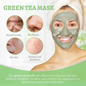 Masque d'argile au thé vert de marque privée hydrater la peau nettoyant minimiser les pores contrôle huile anti-imperfections points noirs acné masque facial - Product Image 5