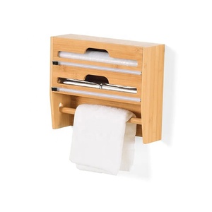 Cadres muraux en <span class=keywords><strong>bois</strong></span> de bambou 4 en 1 Porte-rouleau de <span class=keywords><strong>cuisine</strong></span> <span class=keywords><strong>mural</strong></span> Organisateur de serviettes en papier Distributeur de papier d'aluminium en bambou - Product Image 1
