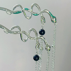 ปิ่นปักผมงูคู่สไตล์โบราณ AA018695ใหม่ปิ่นปักผมแบบเขย่ามีพู่ห้อยสไตล์จีน - Product Image 4