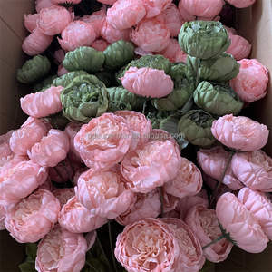 Flores Artificiales de Fábrica a Precios Bajos, Ramas Largas con Bordes Rizados, Peonía de Tallo Único con 3 Cabezas, Peonías Rosas, Flores Falsas - Product Image 2